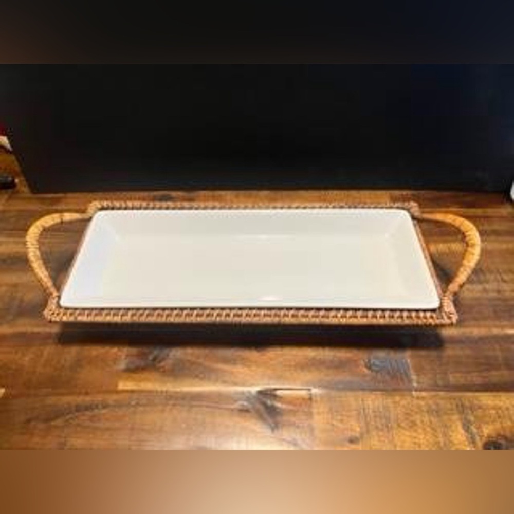 Vintage Pampered Chef Simple Additions Rectangular Server & Basket